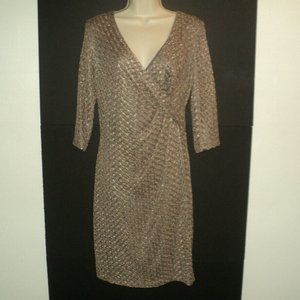 NEW Jones New York Knit Dress Size 4 Brown-Gold